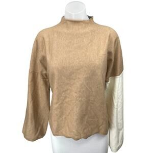 Modern Citizen Tan Multicolor Colorblock Turtleneck Pullover Sweater Top Size XL